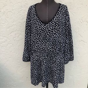 Lane Bryant tunic top coverup black w/ white heart print women’s curvy size 22